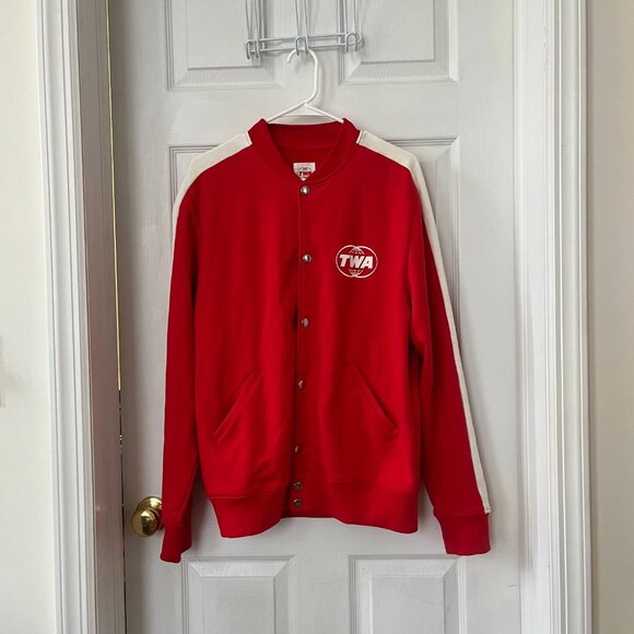 TWA Tracksuit Jacket in Red and White, Size M - Picture 5 of 13